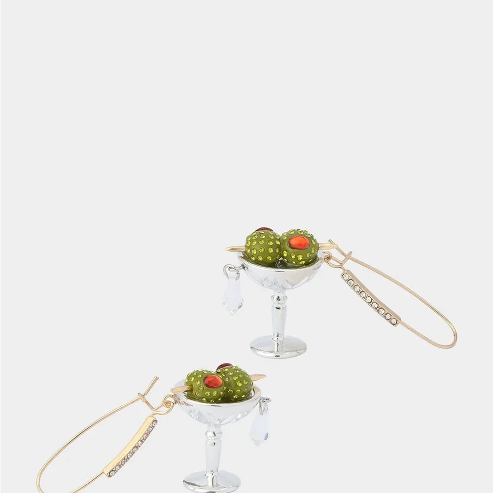 Betsey Johnson Silver Martini Drop Earrings NWT - Picture 4 of 9